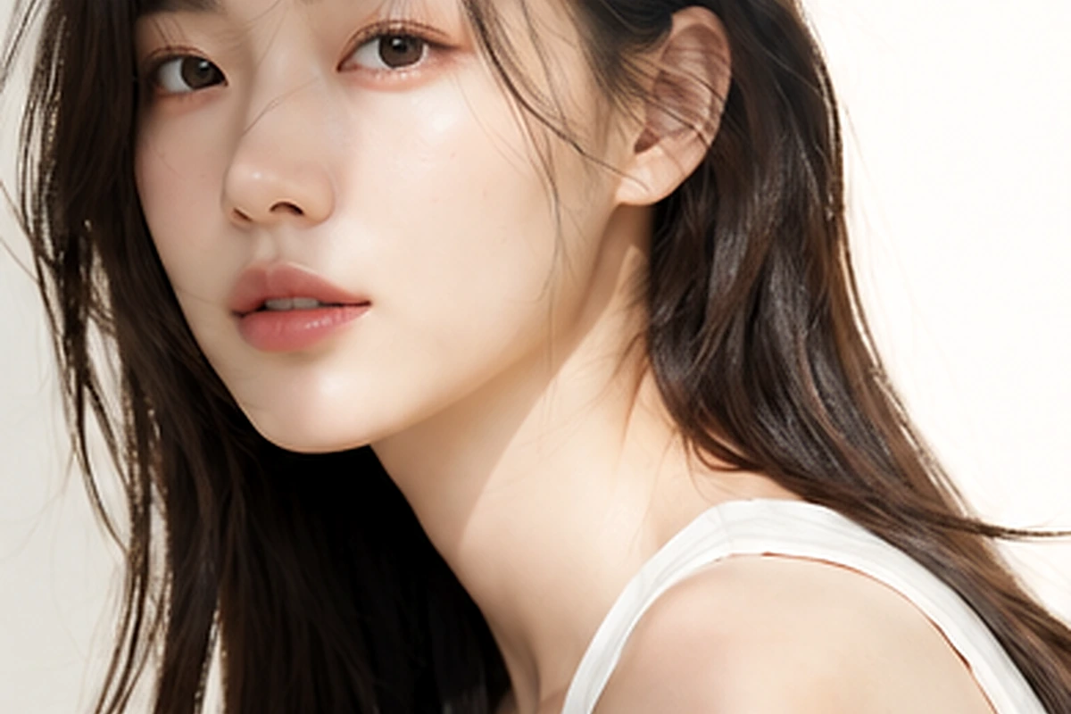 필러 상담을 위한 자연스러운 얼굴 윤곽의 한국인 여성