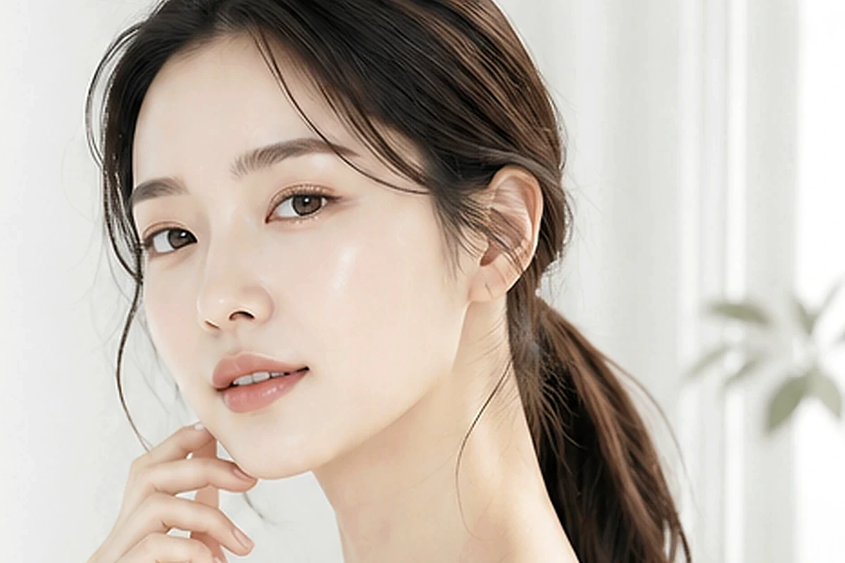 얼굴 탄력과 윤곽을 보여주는 여성 이미지