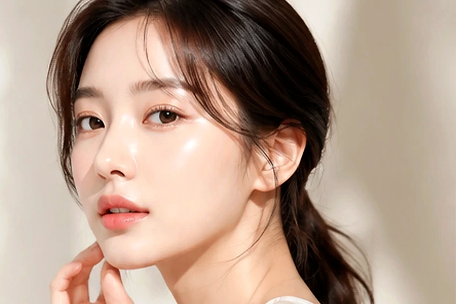 홍조와 민감성 피부 상태를 보여주는 한국인 여성 이미지